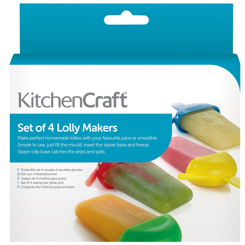 KitchenCraft Ice Lolly Mould with 4 Sipper Handles, BPA Plastic,