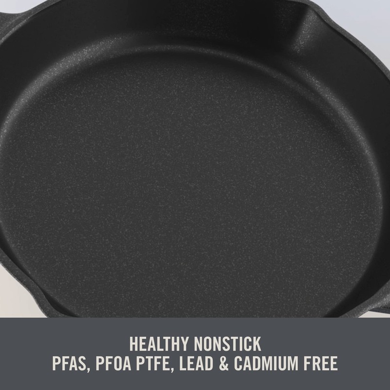 Zakarian by Dash 11 Inch Nonstick Cast Iron Skillet, Titanium