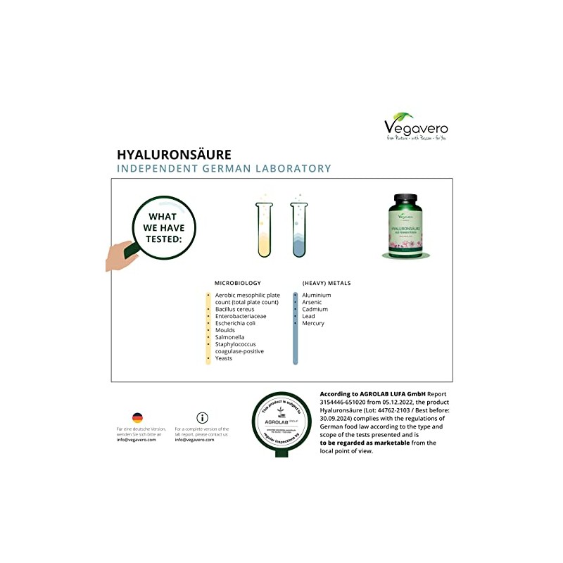 Hyaluronic Acid Vegavero® | HIGH Strength - 600mg with 800-1500