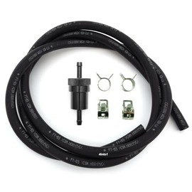 5 Feet 5.5mm Genuine Honda Motorcycle Fuel Line Kit With Black Aluminum Fuel Filters & Clips - Fits Honda Kawasaki Suzuki Yamaha