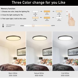 RGZZUP 8Pack 12Inch 3200LM LED Ceiling Light,28W 3 Color Changeable (3000K/4000K/6000K),120V Slim Surface Mount Ceiling Lights Fixture for Kitchen Bedroom Living Room