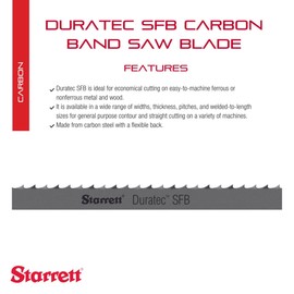Starrett Duratec SFB Band Saw Blade with Carbon Steel - Regular Tooth, Raker Set, Neutral Rake - 64-1/2" Length, 1/2" Width, .025" Thickness, 14 TPI - 91401-05-04-1/2