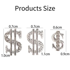 RUNRAYAY 30pcs Bling Alloy Dollar Nail Charms, 3D Nail Charms for Acrylic Nails Decoration with Gems and Rhinestones, Shiny Luxury Design Crystal Nail Jewels Nail Art Supplies for Women DIY Manicure