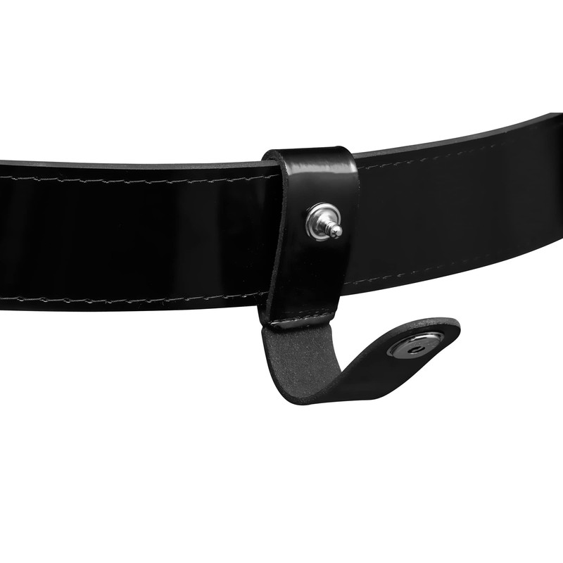 Handcuff Strap Black High Gloss Leather with Silver Snap