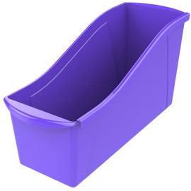 Storex Large Book Bin, Interlocking Plastic Organizer for Home, Office and Classroom, Purple, 6-Pack (71103U06C)