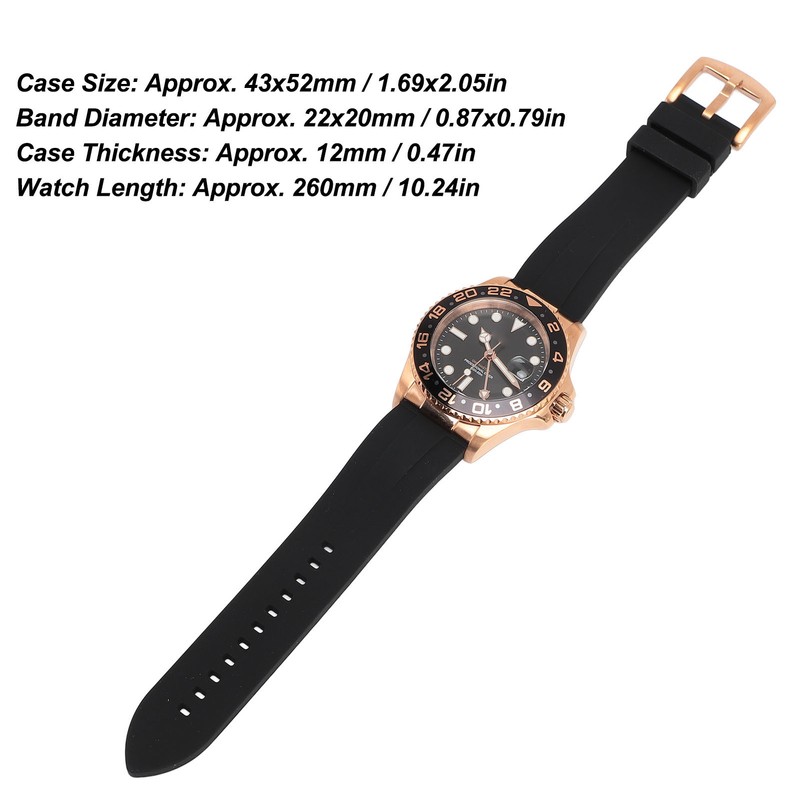 Men Field Watch Mineral Glass 50M Waterproof Silicone Strap Luminous