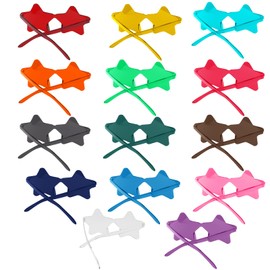 DAKFOOK 14 Pcs Star Glasses, Multicoloured Star Shaped Sunglasses, Rimless Star Glasses, Funky Party Glasses Star Sunglasses for Men Women Boys Girls