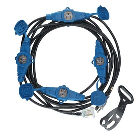 25 Feet Multi Outlet Extension Cord 12 Gauge,5 Nema 5-15R Evenly Spaced Outlets with Blue Indicators,Male Plug to Female Connector,Erboelec,ETL Listed