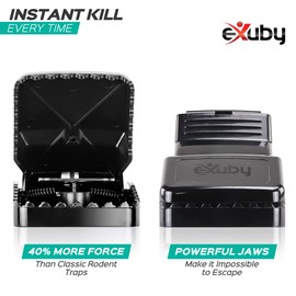 eXuby Large Powerful Rat Traps (4 Pack) - Kills Instantly with Powerful Steel Spring - Setup in Seconds - Wash & Reuse Over & Over - Hands Free Disposal - Rat Control Without Harmful Poisons or Chem