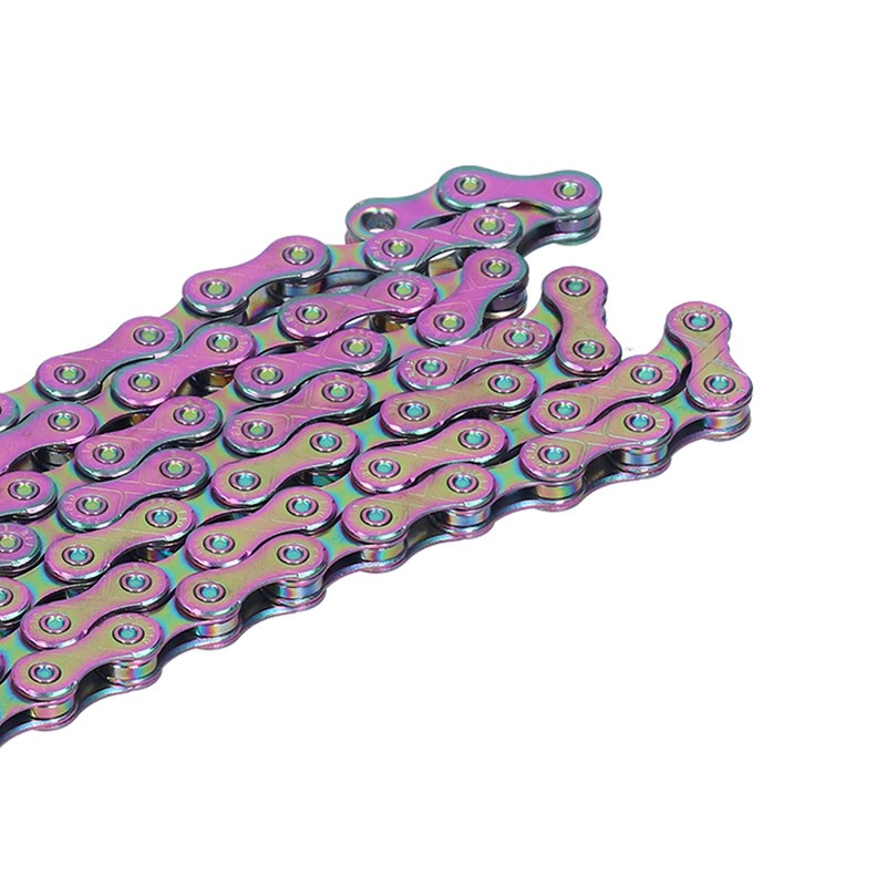 Dilwe Colourful Bicycle Chain, Manganese Steel 10-Way Rainbow Chain with