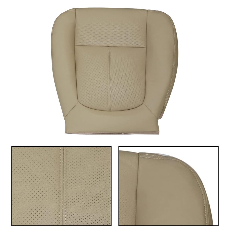 Priprilod Tan Leather Passenger Side Bottom Replacement Seat Cover Compatible