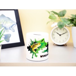 Fishing Money Box with Name and Fish Money Gift Piggy Bank Fishing Money Box Fisherman Savings Bank Accessories Fishing Accessories Gifts for Men Women Fishing Fishing Accessories Fishing Birthday