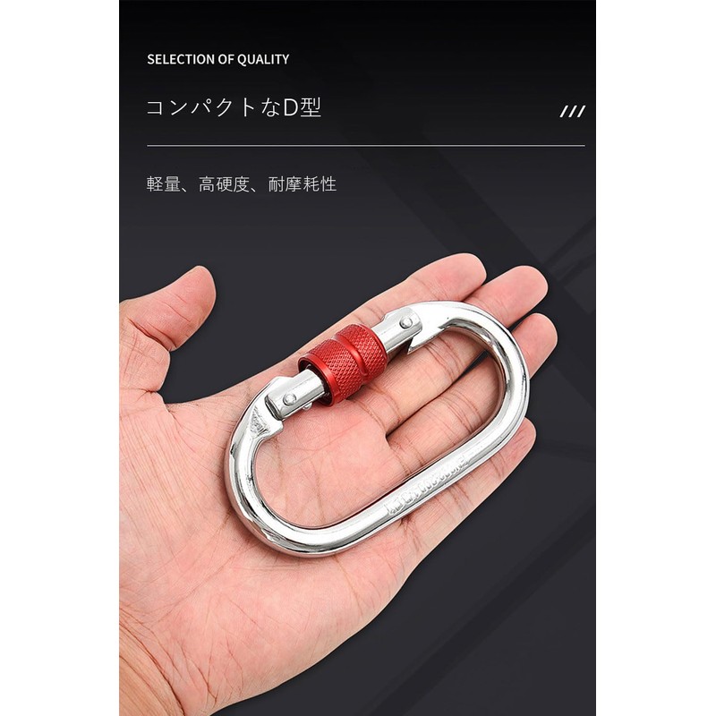 Samcos Carabiner, Load Capacity 25KN (5500 kg), Locking Carabiner, D-Ring,