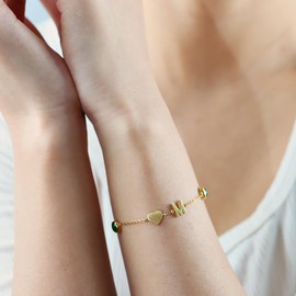 GIFT4U Gold Bracelets for Women Dainty Simple Cross Bracelet Initial A Bracelet Birthday Anniversary Valentine's Mother's Day Gifts for Mom Wife Mom Her