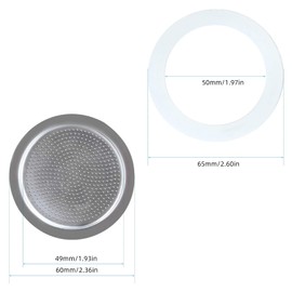 Easyworkz 交換用ガスケット シールリング2個とフィルター 4カップ 直火式エスプレッソ コーヒーメーカー専用