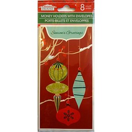 Christmas House Money Holders with Envelopes (8 Count) ~ Season's Greetings Ornaments