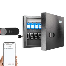 WeHere 72 Key Lock Box Wall Mount, APP Bluetooth/OTP/Wi-Fi/Fixed Code/Key Unlock, Smart Key Cabinet with Key Tag, Key Organizer Holder Box, Key Management Directory for Office, Valet, Realtor, Hotel