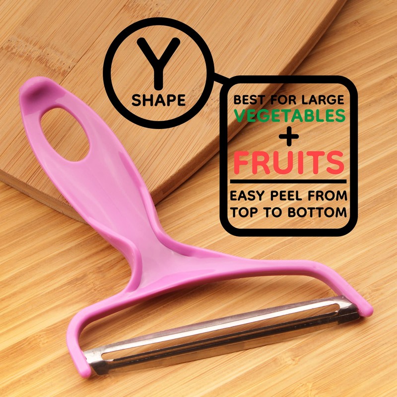 Y Shape Jumbo Wide Angled Straight Blade Peeler - Blue