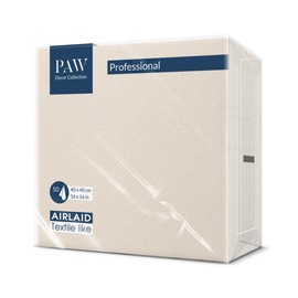 PAW - Pack of 50 Fabric-Like Airlaid Napkins (40 x 40 cm) | Absorbent Disposable Napkins Ideal for Weddings, Celebrations and Communions | Table Decoration - Fabric Design Cream