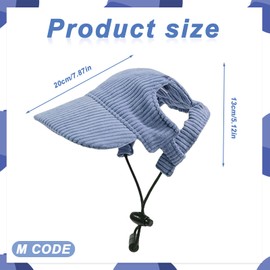 Dog Sun Hat for Summer, Hats for Dogs with Ear Holes & Adjustable Straps, Dog Cap Breathable Visor for Puppy/Small/Medium/Large Dogs, UV Protection Outdoor Baseball Pet Hat(Blue, M)