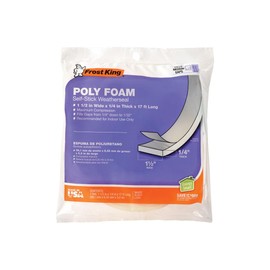 Frost King L344H Poly Foam Self-Stick Weatherseal Tape with Open Cell & Maximum Compression, White 1-1/2in Wide x 1/4in Thick x 17ft Long