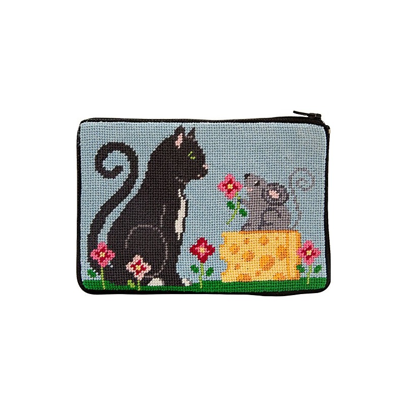 Stitch & Zip Needlepoint Purse Kit- Cat & Mouse