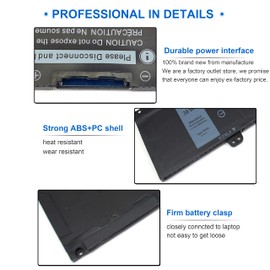 38Wh F62G0 Battery for Dell Inspiron 13 7000 7373 7386 7370 39DY5 2 in 1 7380 5370 P83G P83G001 P91G P87G P91G001 P83G002 P87G001 Vostro 5370 F62GO RPJC3 39DY5 039DY5 0RPJC3 0F62G0 CHA01 11.4V 3-Cell