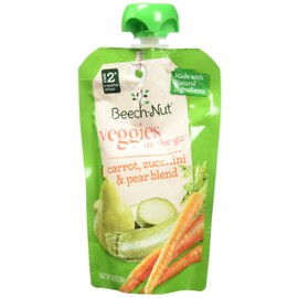 Beech-Nut Veggies On-the-Go, Baby Food, Stage 2, Carrot, Zucchini & Pear, 3.5 Ounce Pouch (Pack of 12)