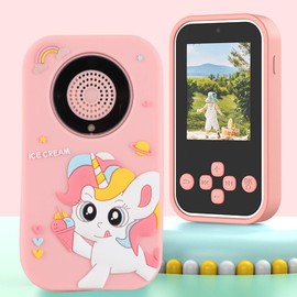 1080P Digital Camera for Photography, MP3 Player, 96MP Dual Lenses Vlogging Camera, 2.4inch Screen Compact Travel Camera, Built in Flashlight, Timer, Calendar (Pink)