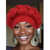 Woeoe African Turban Head Wrap Red Braid Beanie Cap Headwear
