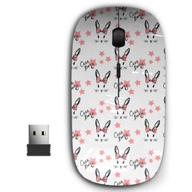 KAWAMOUSE 2.4G Ergonomic Portable USB Wireless Mouse for PC, Laptop, Computer, Notebook with Nano Receiver (Cute Rabbit Bow Face)