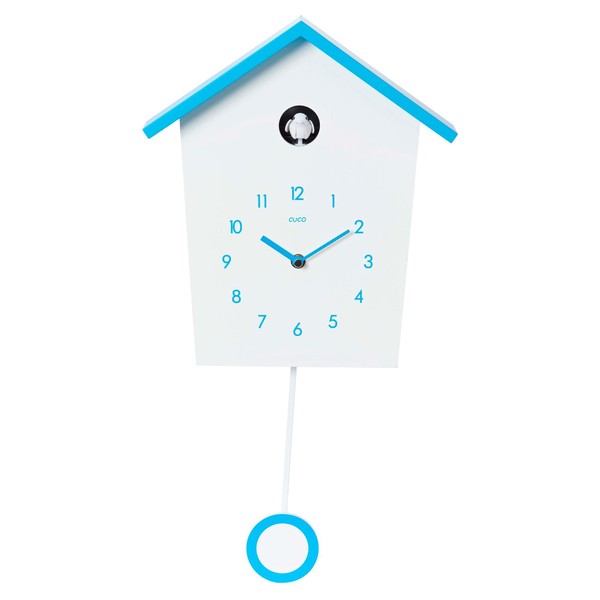 Cuco Clock Cuckoo Clock Country House with Donation, White / Blue, Modern