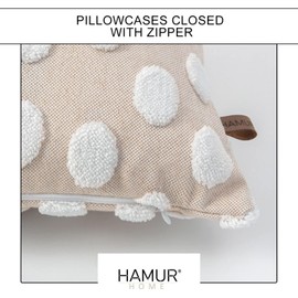 HAMUR HOME Set of 2 Cushion Covers, 30 x 50 cm, Boho Decorative Cushion Cover, Sofa Cushion, Decorative Couch Cushion Cover, Decorative Cushion Cover Set for Living Room, Bedroom (Line, Ecru)