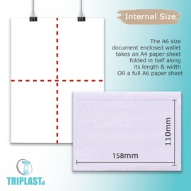 Triplast 100 x A6 Plain Document Enclosed Wallet (158 x 110 mm) | Peel & Seal Clear Plastic Envelopes/Sleeves/Pockets/Wallets | Attach Invoices, Packing Lists & Delivery Notes to Parcels