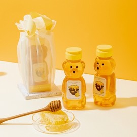 Honey Essence Natural Honey Cherry Blossom Honey Bear Tube Honey 345g transparent box packaging