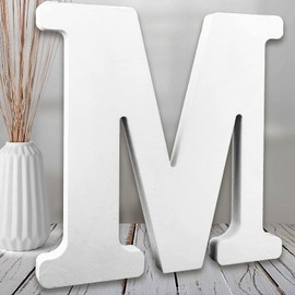 AOCEAN 8 Inch White Wood Letters, Unfinished Wooden Letters for Wall Decor Decorative Standing Letters Slices Sign Board Decoration for Craft Home Party Projects (M)