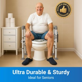 Sliq Toilet Seat Risers for Seniors, Raised Handicap Toilet Seat with Handles Over Toilet, High Capacity Toilet Riser with Handles for Elderly Adults, Handicap, and Pregnant