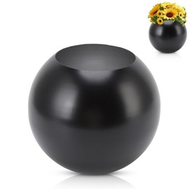 Round Vase, Nordic Style Modern Stainless Steel Flower Vase, Decorative Vase in Round Design, Elegant Decorative Vase for Living Room, Ball Vase, 14 cm, Black, Flower Vase for Home Decor, Tulip Vase for Ornament