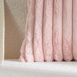 DEELAND Pack of 2,Double-Sided Faux Fur Plush Decorative Throw Pillow Covers Fuzzy Striped Soft Pillowcase Cushion Covers for Sofa Couch Bedroom（Pink 24x24 inch