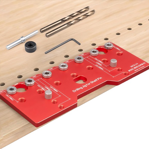 Shelf Pin Jig,1/4 Inch Shelf Pin Drilling Jig,Aluminum Alloy Cabinet