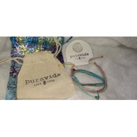 Pura Vida puravida original BEACH life Bracelet + Boho seed charm bead set USA *
