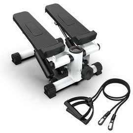 Mini Steppers for Exercise, Stair Stepper with Resistance Bands, Mini Stepper with 300LBS Loading Capacity, Hydraulic Fitness Stepper with LCD Monitor - Color: Black