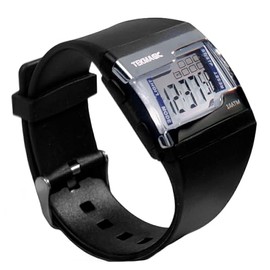 ILAME 10 ATM Water Resistant Digital Wristwatch for Swimming and Diving with Multiple Functions of Lap Stopwatch, Alarm Clock, Calendar and Backlight (Black)