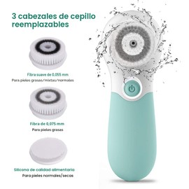 Cepillo de limpieza facial eléctrico exfoliante facial con 3 cabezales limpiadores y 2 velocidades ajustables para limpieza profunda, eliminación de puntos negros, masaje facial