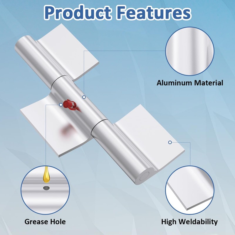SAQXK 2pcs 9 Inch Aluminum Greaseable Weld on Door Hinges