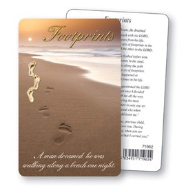 CREDIT CARD size FOOTPRINTS IN THE SAND Prayer Verse Card by rosarybeads4u