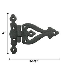 Renovators Supply Manufacturing Cabinet Door Strap Hinge With Hardware 5 3/8 In. Black Wrought Iron Flush Mount Hinge For Cabinets Pack Of 2