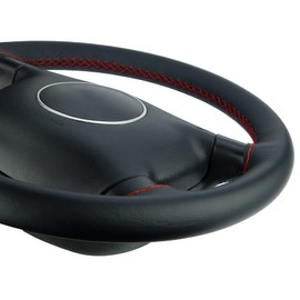 L&P A269-1 Steering Wheel Cover Genuine Leather Steering Wheel Cover Tailored (Red Stitching)