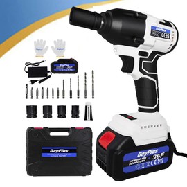 AUTOFU 1/2 Inch Impact Gun Electric Impact Wrench Cordless Driver Power Nut Wrench 310 ft lbs High Torque 3200RPM w/ 2x 6.0 Battery and Charger, 4 Sockets, 12 Bits, Storage Case