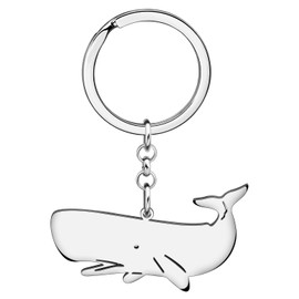 TIZURO Stainless Steel Cute Whale Keychain Fun Ocean Animals Car Keys Keyring Jewelry For Women Wallet Bags Charms Gifts (Silver Plated)